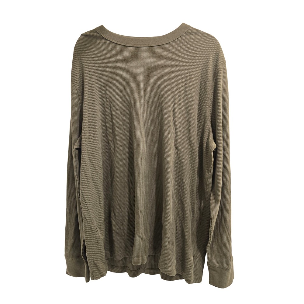 GAP Mens XXL Olive Green Waffle Knit Thermal Crewneck Long Sleeve Gorpcore Y2K